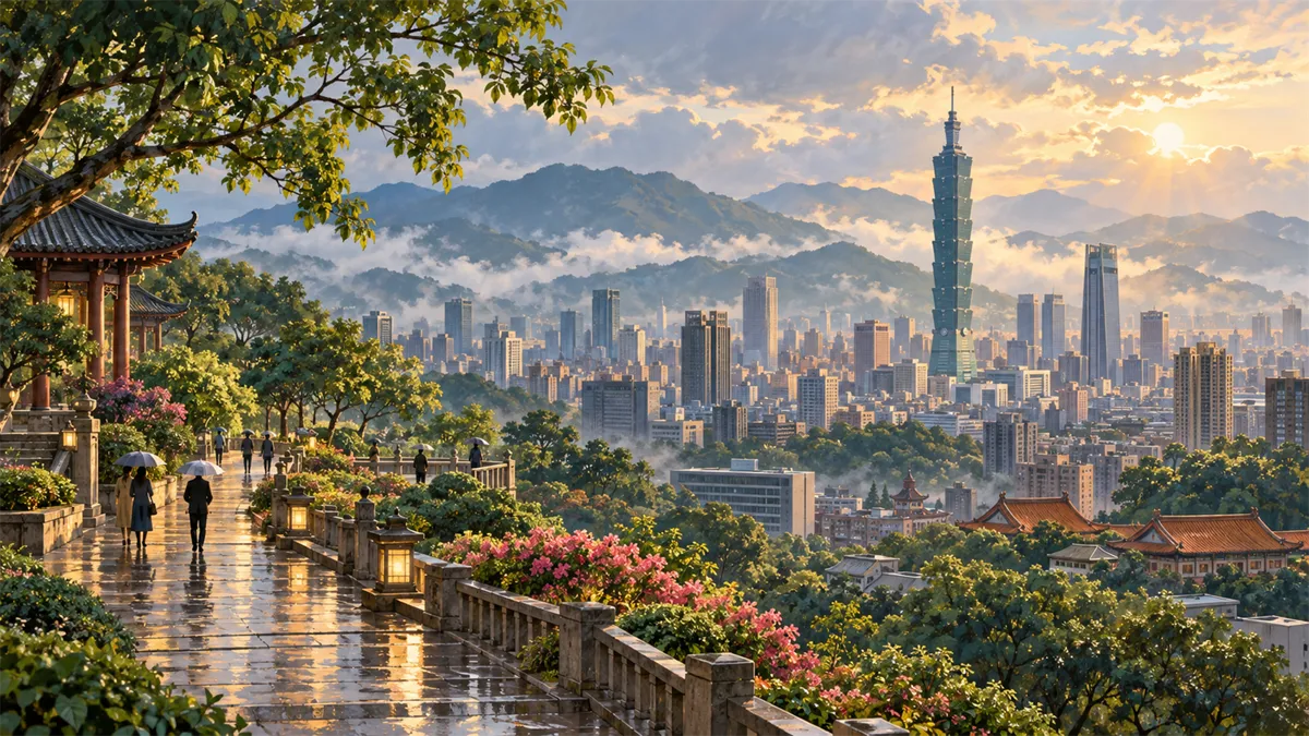 展现台北高端旅行氛围的旅行插画